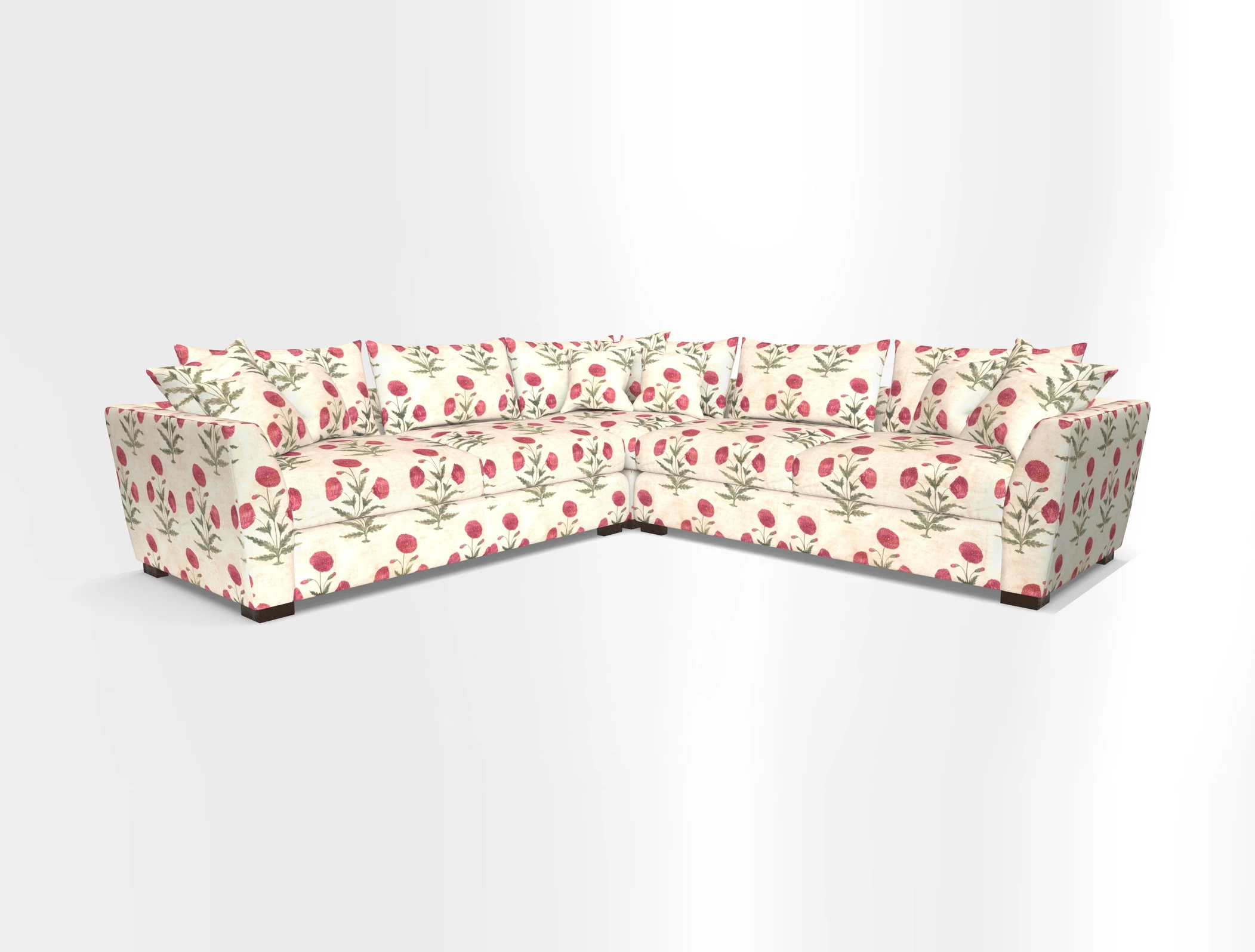 Hambledon Large Corner Group in Plain Two Tone Calico with Scatters in Cloth 22 Weaves
