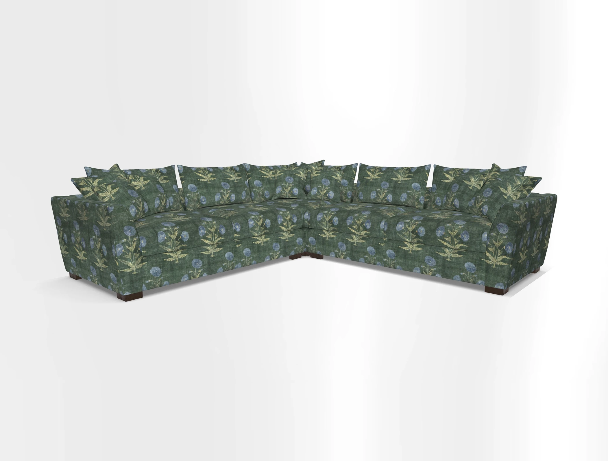 Hambledon Large Corner Group in Plain Two Tone Calico with Scatters in Cloth 22 Weaves