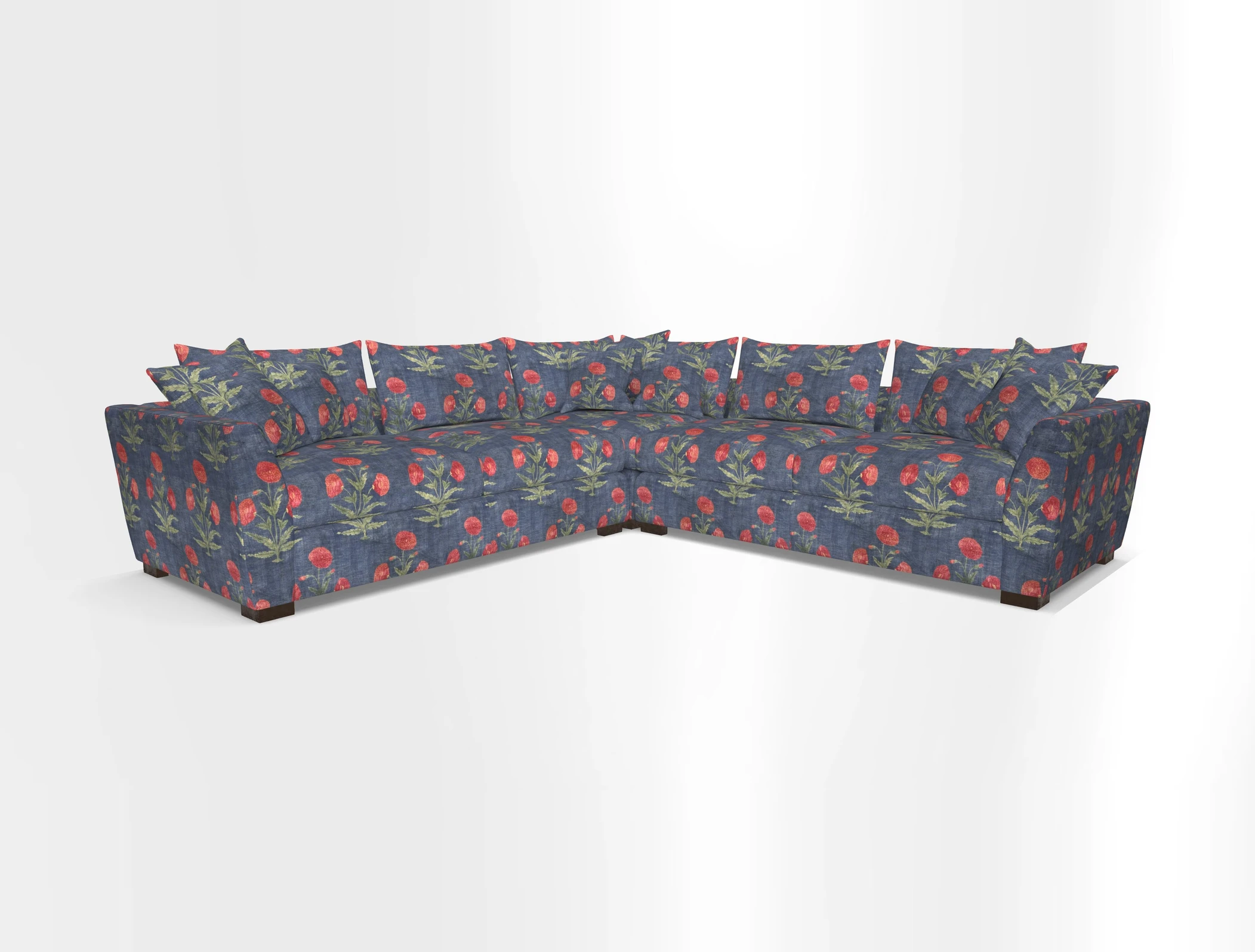 Hambledon Large Corner Group in Plain Two Tone Calico with Scatters in Cloth 22 Weaves