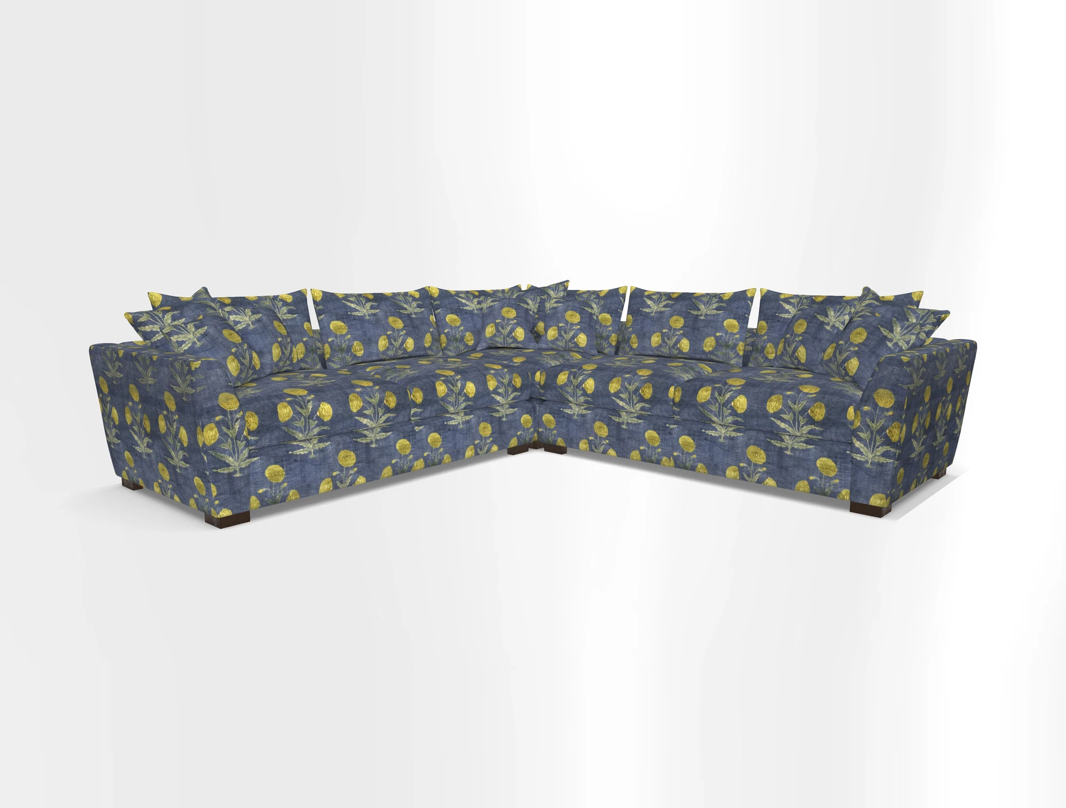 Hambledon Large Corner Group in Plain Two Tone Calico with Scatters in Cloth 22 Weaves