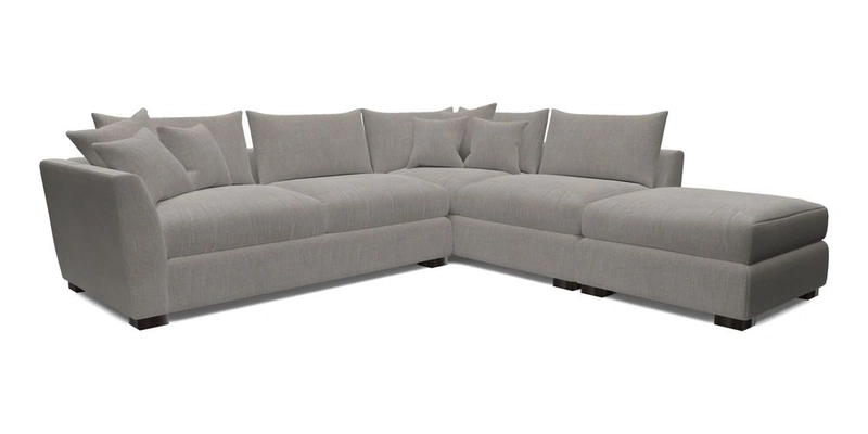 Hambledon Large Corner Unit and Stool LHF in Plain Two Tone Calico with Scatters in Cloth 22 Weaves