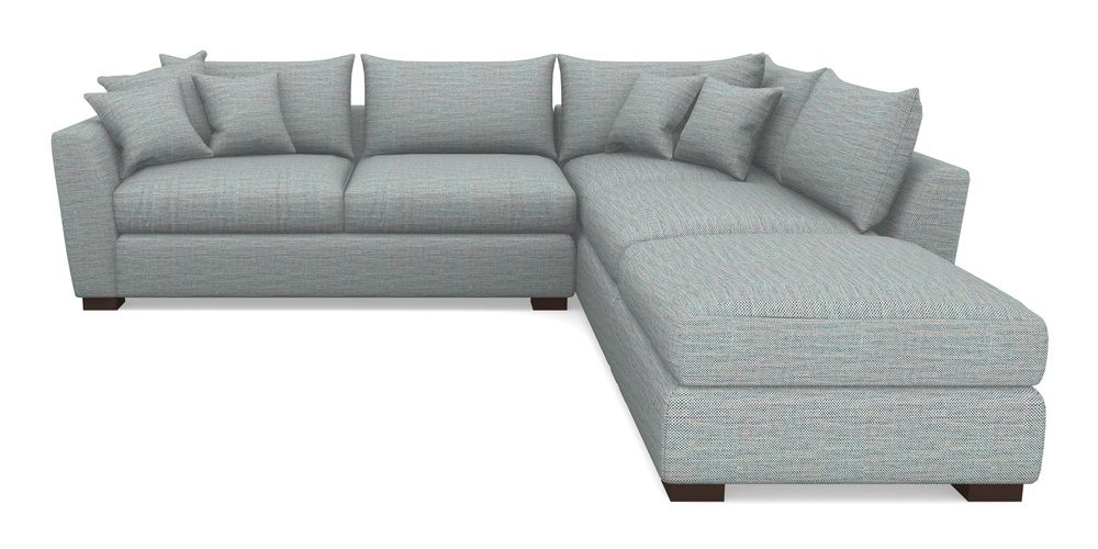 Product photograph of Hambledon Corner Sofa Lhf Combi Unit And Stool In Basket Weave - Blue from Sofas and Stuff Limited