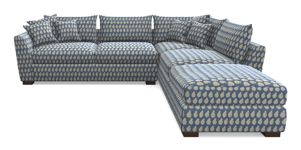 Product photograph of Hambledon Corner Sofa Lhf Combi Unit And Stool In Cloth 21 - Oak Leaf - Bilberry from Sofas and Stuff Limited