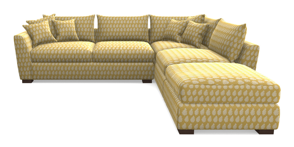 Product photograph of Hambledon Corner Sofa Lhf Combi Unit And Stool In Cloth 21 - Oak Leaf - Canary from Sofas and Stuff Limited