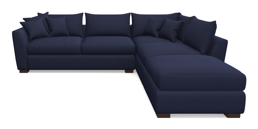 Product photograph of Hambledon Corner Sofa Lhf Combi Unit And Stool In Clever Tough And Eco Velvet - Indigo from Sofas and Stuff Limited