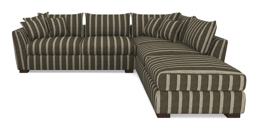 Product photograph of Hambledon Corner Sofa Lhf Combi Unit And Stool In Cloth 20 - Design 2 - Olive Stripe from Sofas and Stuff Limited