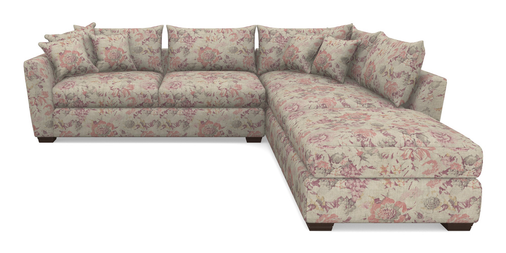 Product photograph of Hambledon Corner Sofa Lhf Combi Unit And Stool In Floral Linen - Faith Antique Sangria from Sofas and Stuff Limited