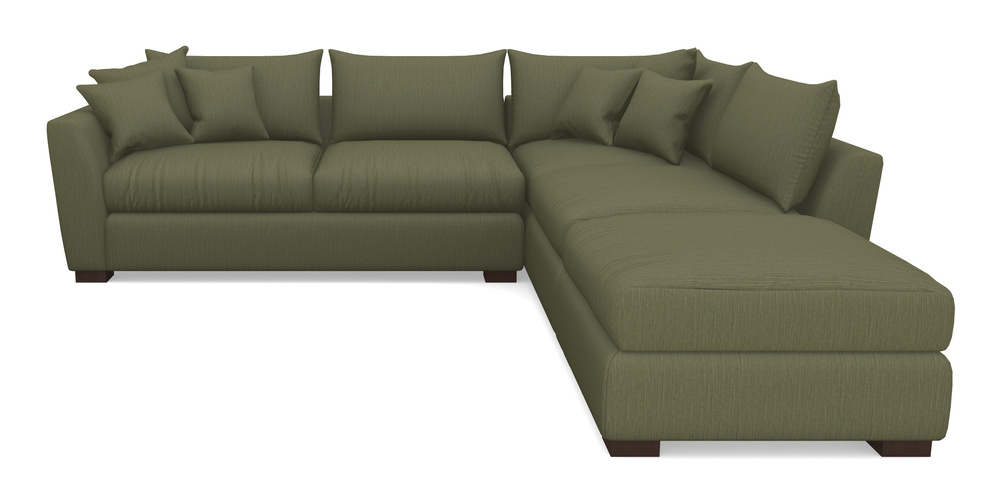 Product photograph of Hambledon Corner Sofa Lhf Combi Unit And Stool In Herringbone - Army from Sofas and Stuff Limited