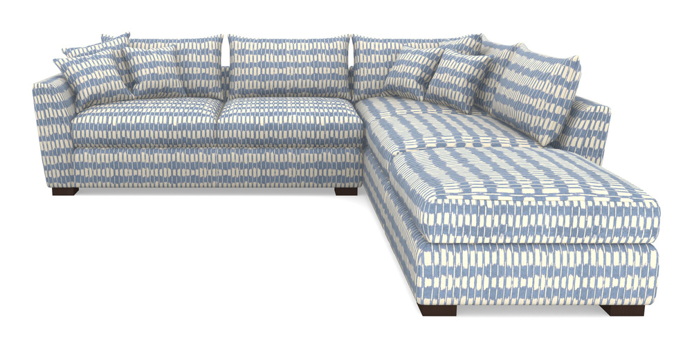 Product photograph of Hambledon Corner Sofa Lhf Combi Unit And Stool In V A Brompton Collection - Ikat - Morning Blue from Sofas and Stuff Limited