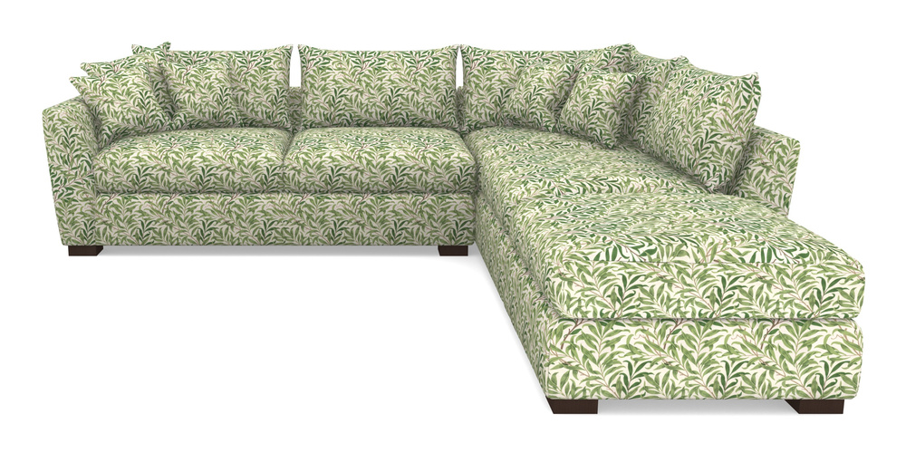 Product photograph of Hambledon Corner Sofa Lhf Combi Unit And Stool In William Morris Collection - Willow Boughs - Leaf Green from Sofas and Stuff Limited