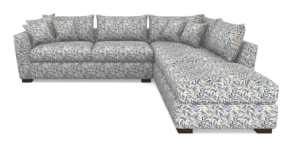 Product photograph of Hambledon Corner Sofa Lhf Combi Unit And Stool In William Morris Collection - Willow Boughs - Woad from Sofas and Stuff Limited