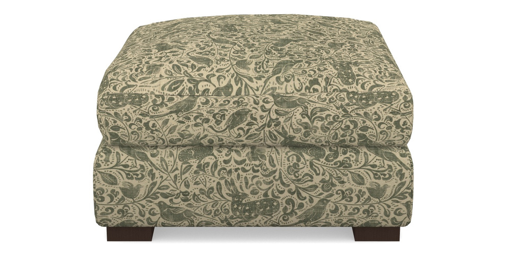 Product photograph of Hambledon Corner Sofa Square Footstool In V A Drawn From Nature - Bird And Rabbit - Dark Green from Sofas and Stuff Limited