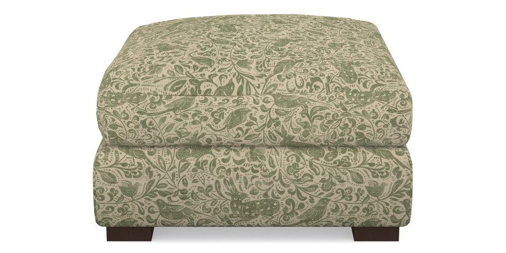 Product photograph of Hambledon Corner Sofa Square Footstool In V A Drawn From Nature - Bird And Rabbit - Light Green from Sofas and Stuff Limited