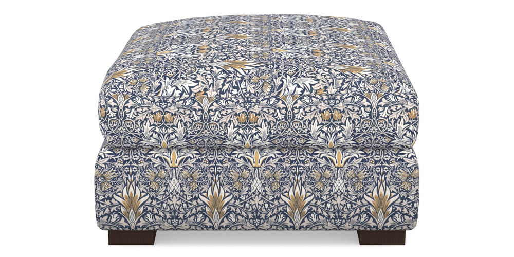 Product photograph of Hambledon Corner Sofa Square Footstool In William Morris Collection - Snakeshead - Indigo Hemp from Sofas and Stuff Limited