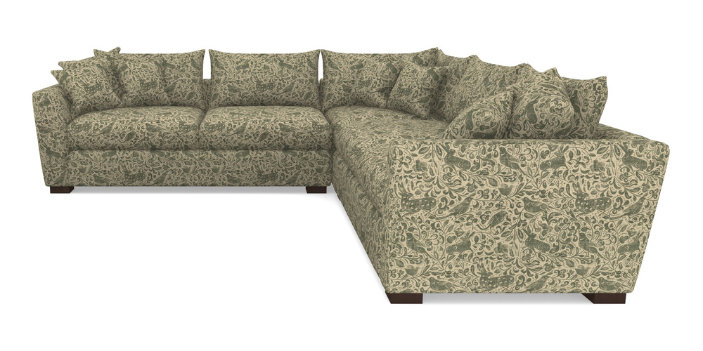 Product photograph of Hambledon Corner Sofa Large Corner Group In V A Drawn From Nature - Bird And Rabbit - Dark Green from Sofas and Stuff Limited