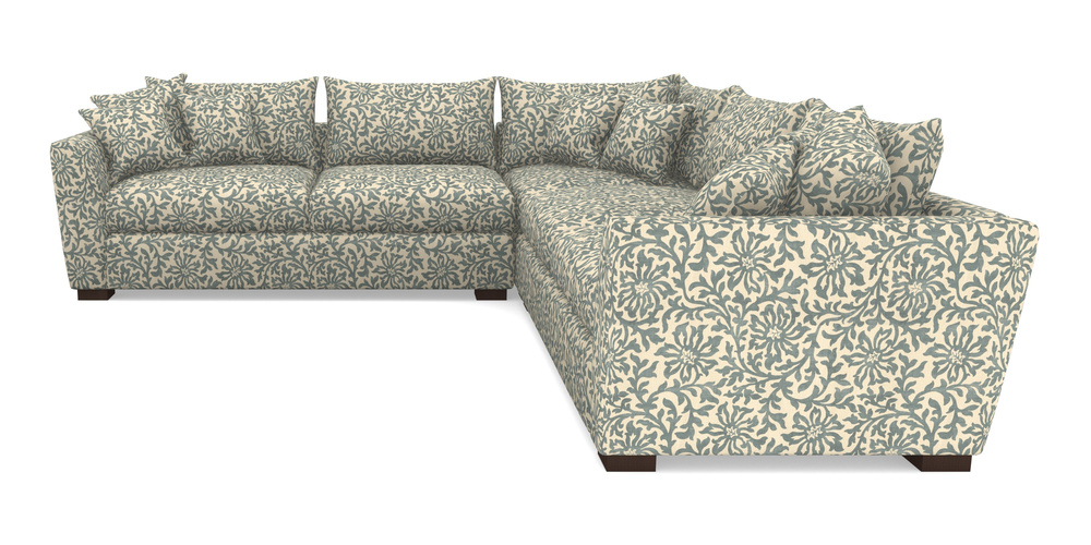 Product photograph of Hambledon Corner Sofa Large Corner Group In V A Brompton Collection - Floral Scroll - Pebble from Sofas and Stuff Limited