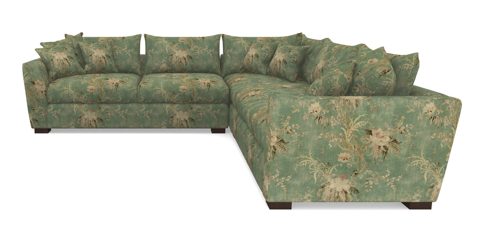 Product photograph of Hambledon Corner Sofa Large Corner Group In Floral Linen - Zefferino Emerald from Sofas and Stuff Limited