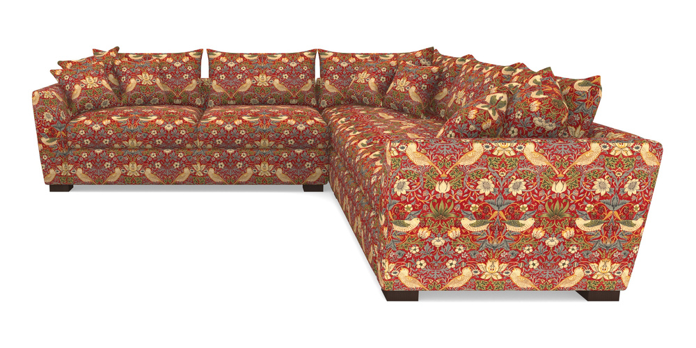 Product photograph of Hambledon Corner Sofa Large Corner Group In William Morris Collection - Strawberry Thief - Crimson Slate from Sofas and Stuff Limited