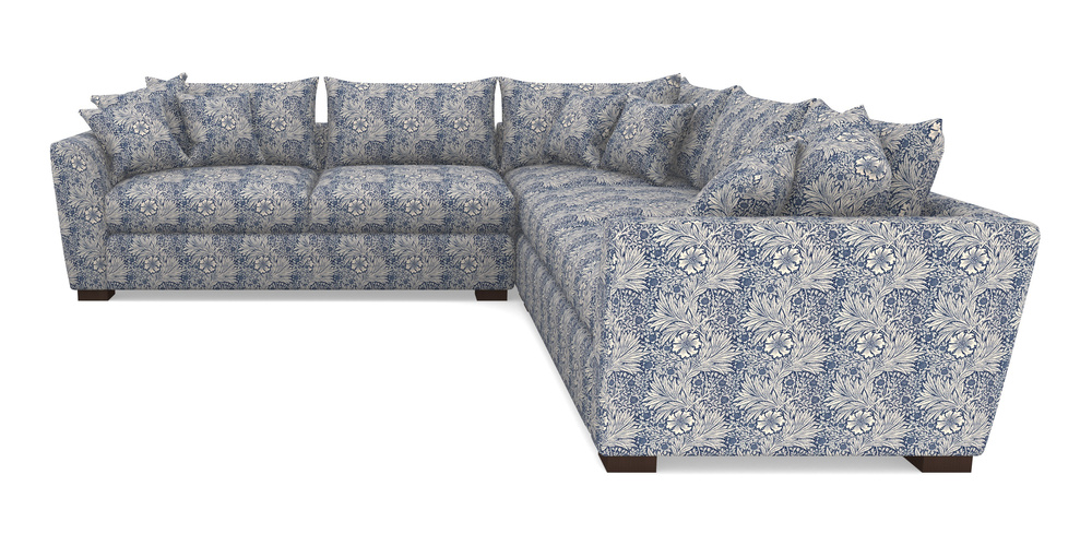 Product photograph of Hambledon Corner Sofa Large Corner Group In William Morris Collection - Marigold - Indigo Linen from Sofas and Stuff Limited