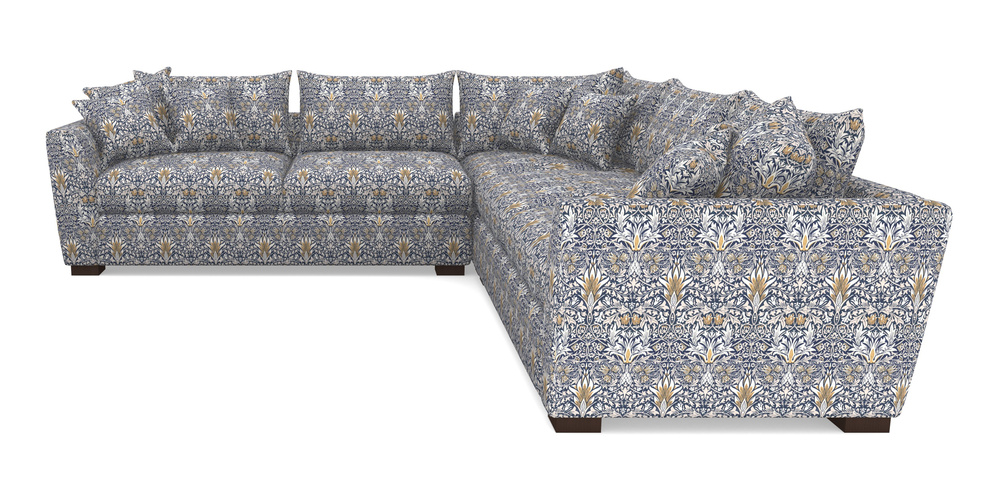 Product photograph of Hambledon Corner Sofa Large Corner Group In William Morris Collection - Snakeshead - Indigo Hemp from Sofas and Stuff Limited