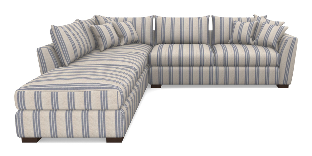 Product photograph of Hambledon Corner Sofa Rhf Combi Unit And Stool In Cloth 18 Stripes - Bengal - Indigo from Sofas and Stuff Limited