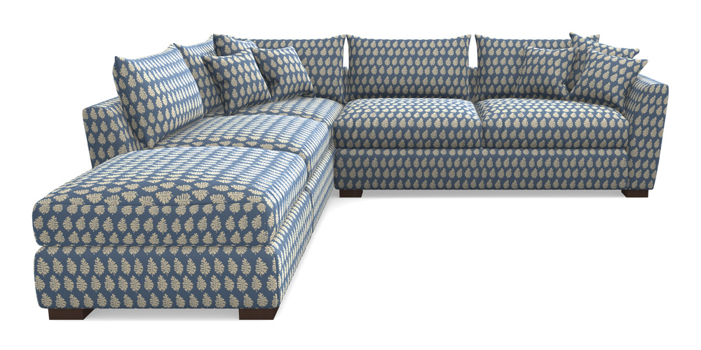 Product photograph of Hambledon Corner Sofa Rhf Combi Unit And Stool In Cloth 21 - Oak Leaf - Bilberry from Sofas and Stuff Limited