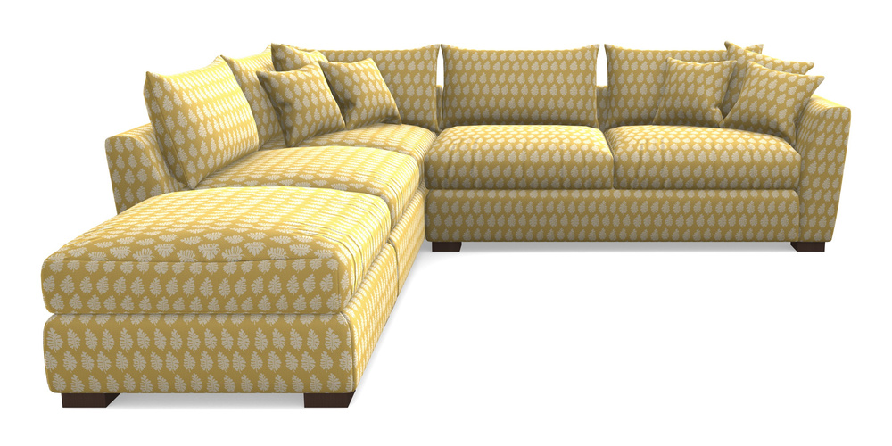 Product photograph of Hambledon Corner Sofa Rhf Combi Unit And Stool In Cloth 21 - Oak Leaf - Canary from Sofas and Stuff Limited