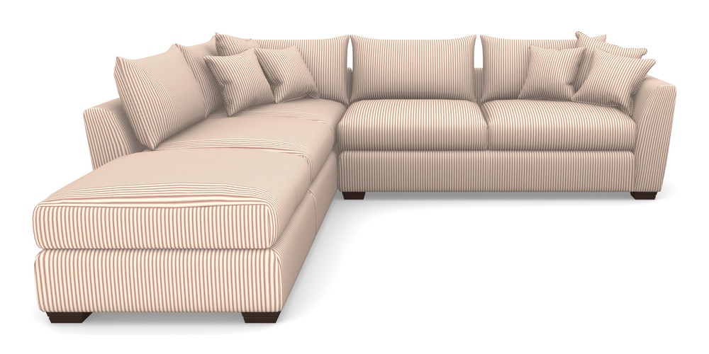 Product photograph of Hambledon Corner Sofa Rhf Combi Unit And Stool In Cotton Stripe - Peony from Sofas and Stuff Limited