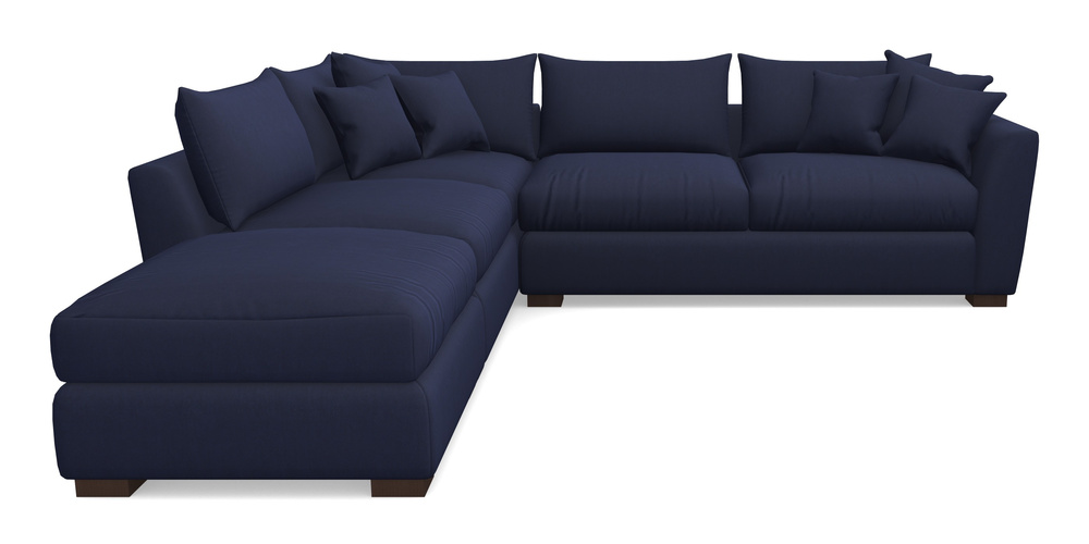 Product photograph of Hambledon Corner Sofa Rhf Combi Unit And Stool In Clever Tough And Eco Velvet - Indigo from Sofas and Stuff Limited