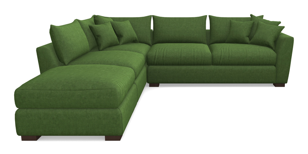 Product photograph of Hambledon Corner Sofa Rhf Combi Unit And Stool In Clever Tough And Eco Velvet - Shamrock from Sofas and Stuff Limited