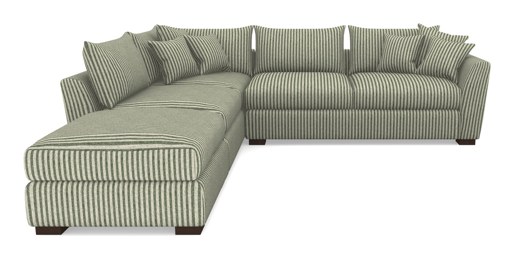 Product photograph of Hambledon Corner Sofa Rhf Combi Unit And Stool In Cloth 22 - Pinstripe - Courgette from Sofas and Stuff Limited