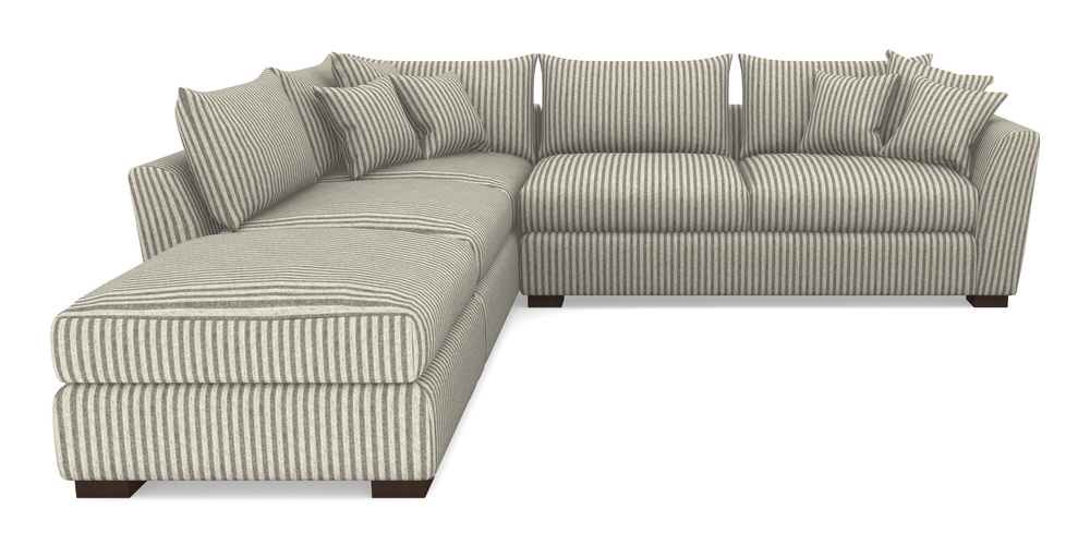 Product photograph of Hambledon Corner Sofa Rhf Combi Unit And Stool In Cloth 22 - Pinstripe - Seal from Sofas and Stuff Limited