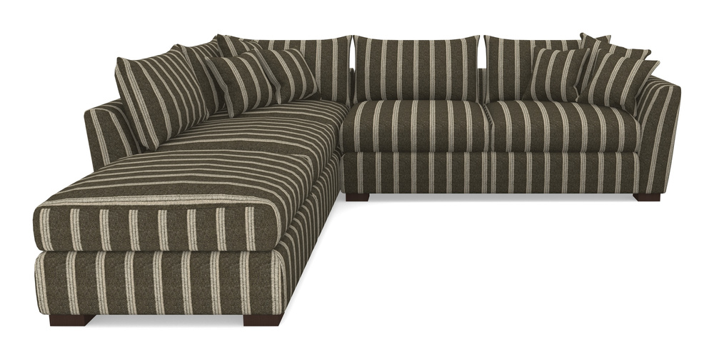 Product photograph of Hambledon Corner Sofa Rhf Combi Unit And Stool In Cloth 20 - Design 2 - Olive Stripe from Sofas and Stuff Limited