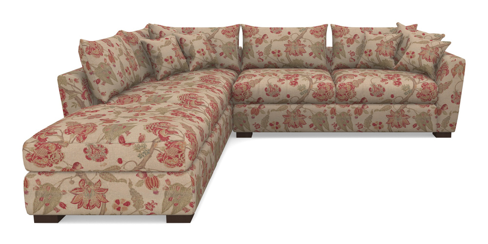 Product photograph of Hambledon Corner Sofa Rhf Combi Unit And Stool In Floral Linen - Indienne T Rosso from Sofas and Stuff Limited