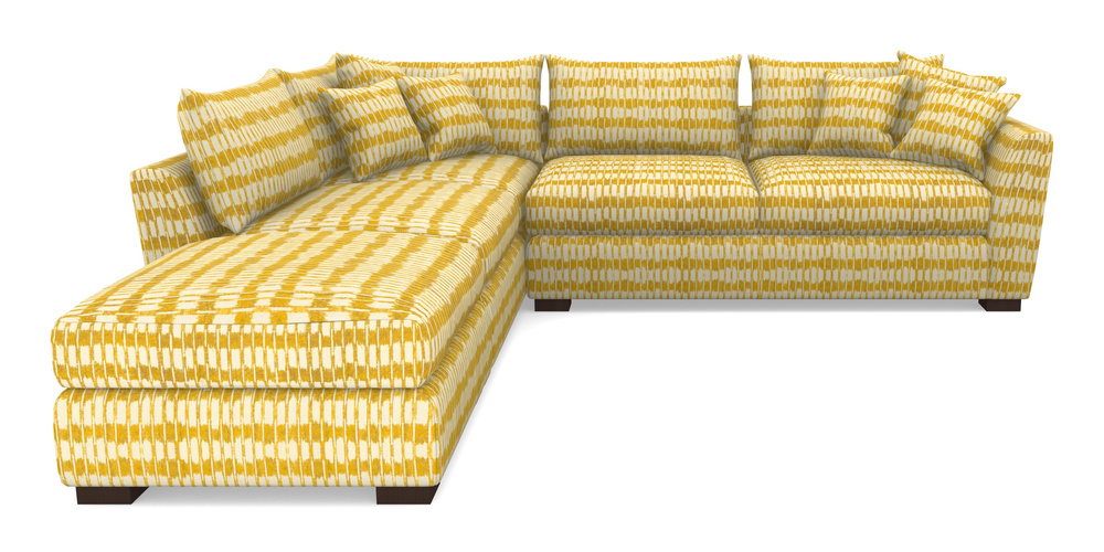 Product photograph of Hambledon Corner Sofa Rhf Combi Unit And Stool In V A Brompton Collection - Ikat - Corn from Sofas and Stuff Limited