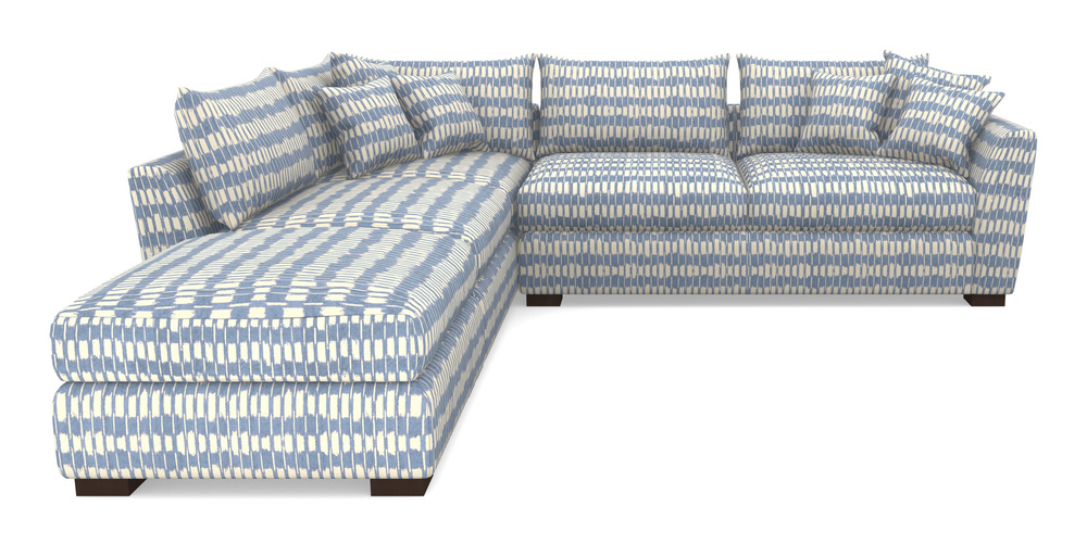 Product photograph of Hambledon Corner Sofa Rhf Combi Unit And Stool In V A Brompton Collection - Ikat - Morning Blue from Sofas and Stuff Limited