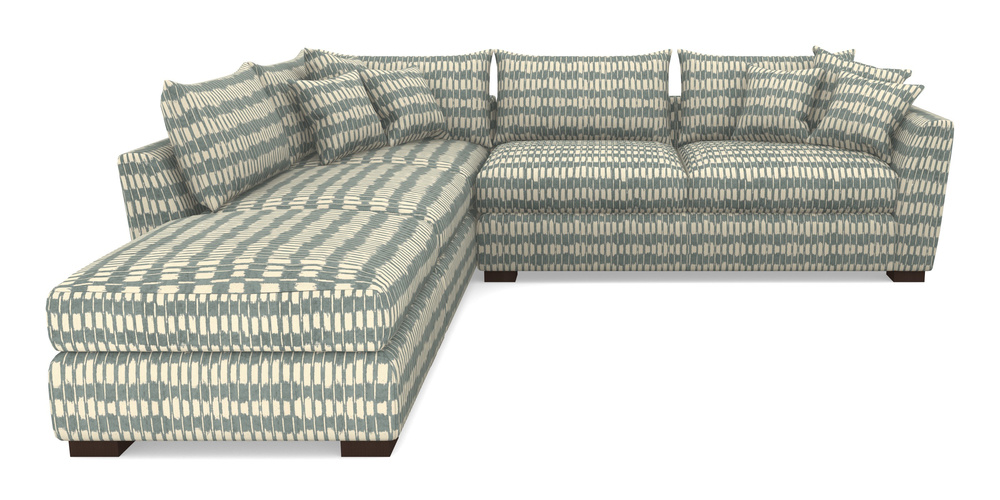 Product photograph of Hambledon Corner Sofa Rhf Combi Unit And Stool In V A Brompton Collection - Ikat - Pebble from Sofas and Stuff Limited