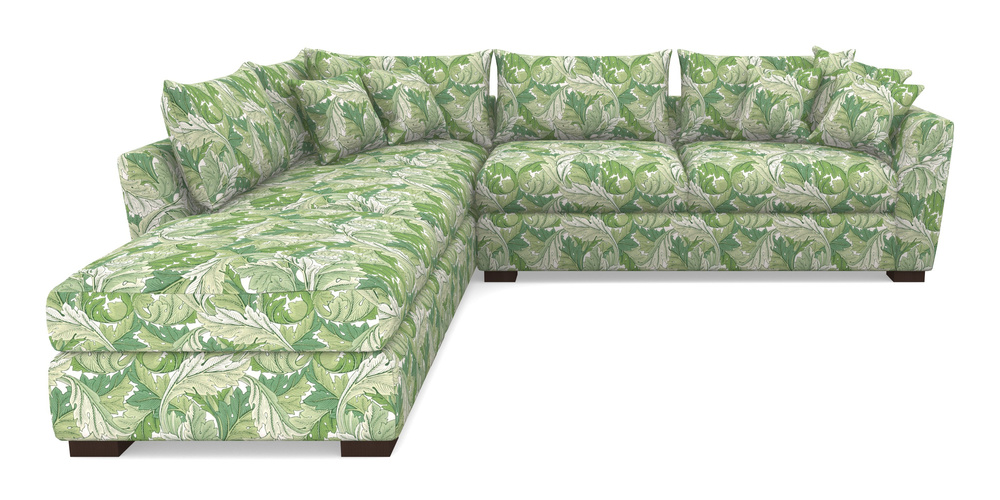 Product photograph of Hambledon Corner Sofa Rhf Combi Unit And Stool In William Morris Collection - Acanthus - Leaf Green from Sofas and Stuff Limited