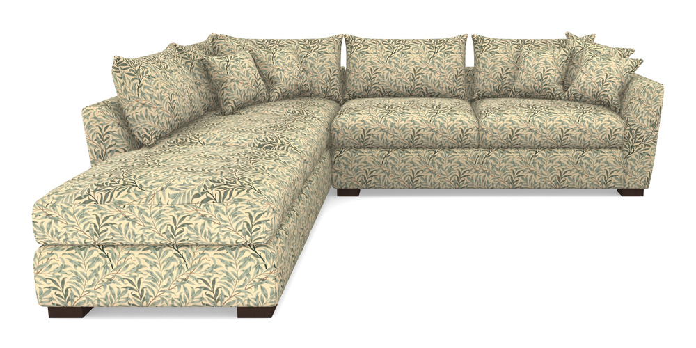 Product photograph of Hambledon Corner Sofa Rhf Combi Unit And Stool In William Morris Collection - Willow Boughs - Cream Pale Green from Sofas and Stuff Limited