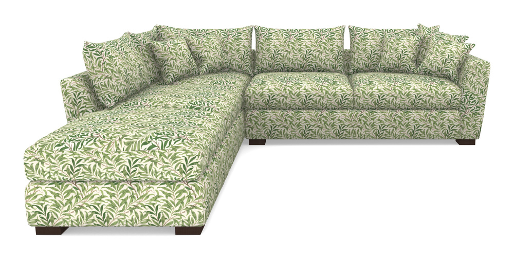 Product photograph of Hambledon Corner Sofa Rhf Combi Unit And Stool In William Morris Collection - Willow Boughs - Leaf Green from Sofas and Stuff Limited