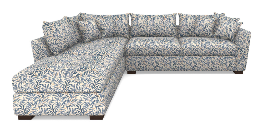 Product photograph of Hambledon Corner Sofa Rhf Combi Unit And Stool In William Morris Collection - Willow Boughs - Woad from Sofas and Stuff Limited