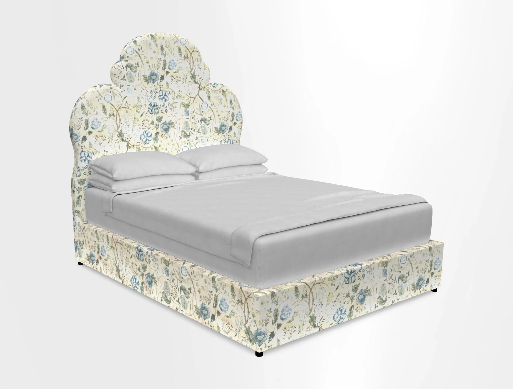 Hampstead King Bed in V&A Threads of India Opulent Velvets Tree of Life Powder Blue