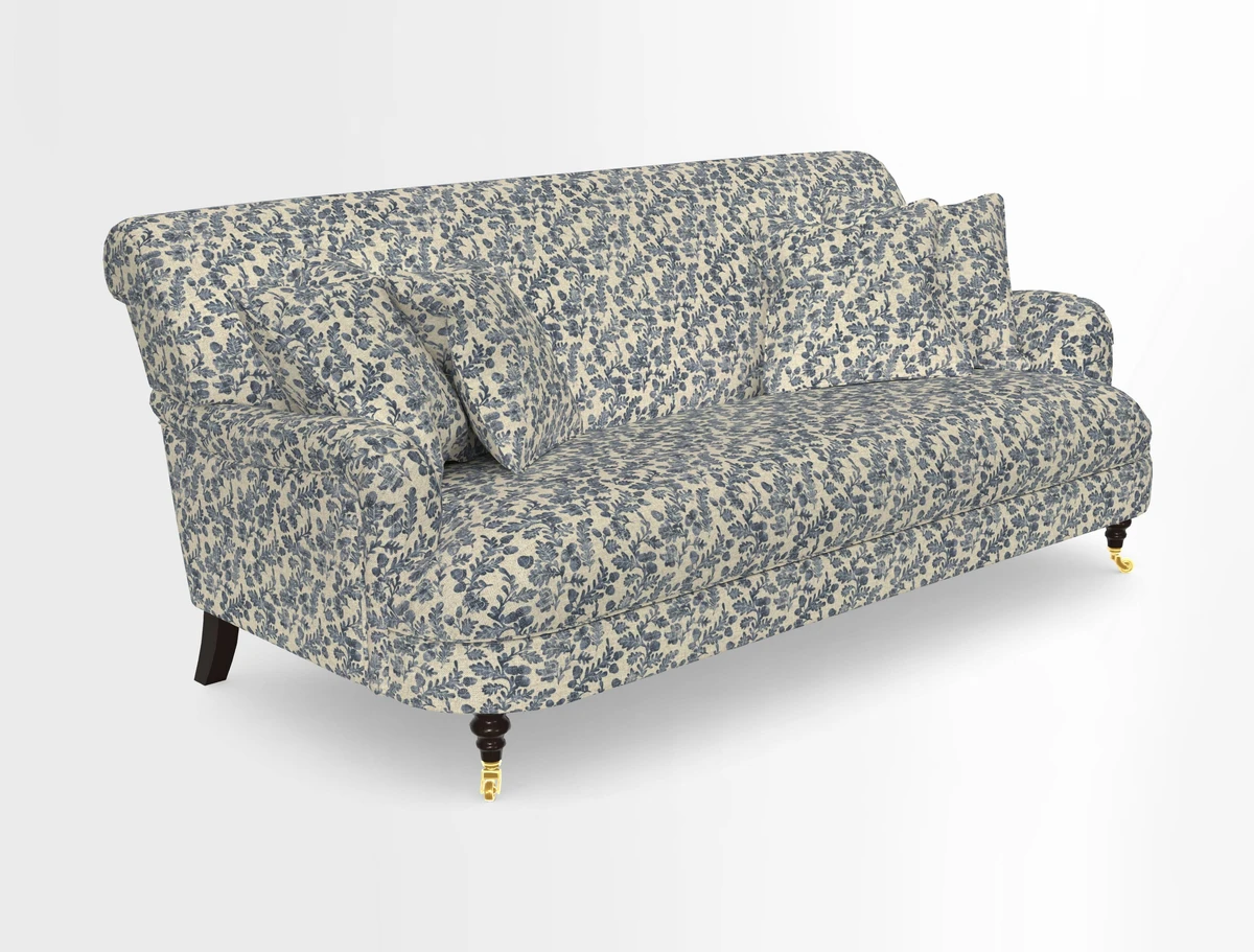 Holmfirth 3 Seater Seater Sofa in RHS Collection on Velvet Pieter van Kouwenhoorn Tulips with scatters in Almost Plain Velvet Maple and Brick