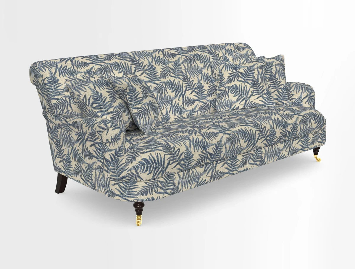 Holmfirth 3 Seater Seater Sofa in RHS Collection on Velvet Pieter van Kouwenhoorn Tulips with scatters in Almost Plain Velvet Maple and Brick