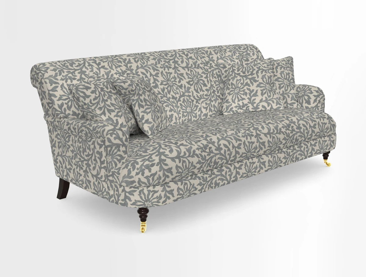 Holmfirth 3 Seater Seater Sofa in RHS Collection on Velvet Pieter van Kouwenhoorn Tulips with scatters in Almost Plain Velvet Maple and Brick