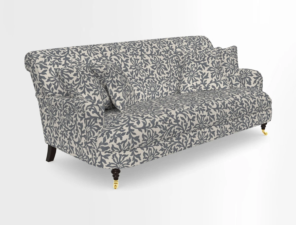 Holmfirth 3 Seater Seater Sofa in RHS Collection on Velvet Pieter van Kouwenhoorn Tulips with scatters in Almost Plain Velvet Maple and Brick