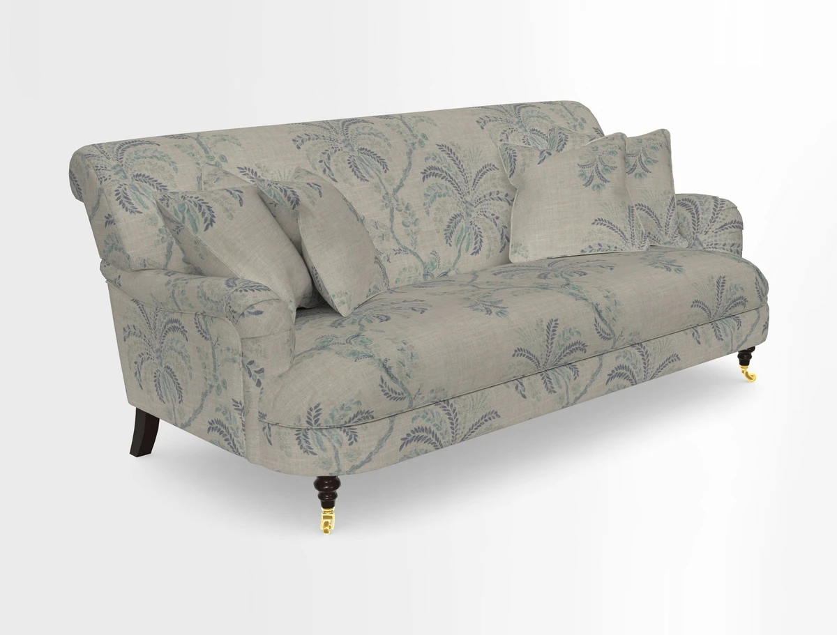 Holmfirth 3 Seater Seater Sofa in RHS Collection on Velvet Pieter van Kouwenhoorn Tulips with scatters in Almost Plain Velvet Maple and Brick