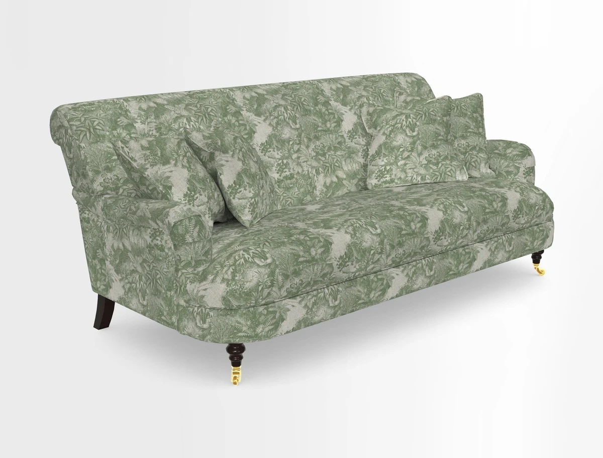 Holmfirth 3 Seater Seater Sofa in RHS Collection on Velvet Pieter van Kouwenhoorn Tulips with scatters in Almost Plain Velvet Maple and Brick