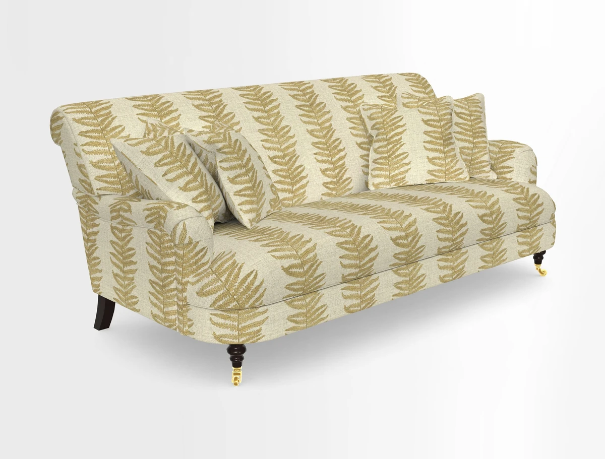 Holmfirth 3 Seater Seater Sofa in RHS Collection on Velvet Pieter van Kouwenhoorn Tulips with scatters in Almost Plain Velvet Maple and Brick