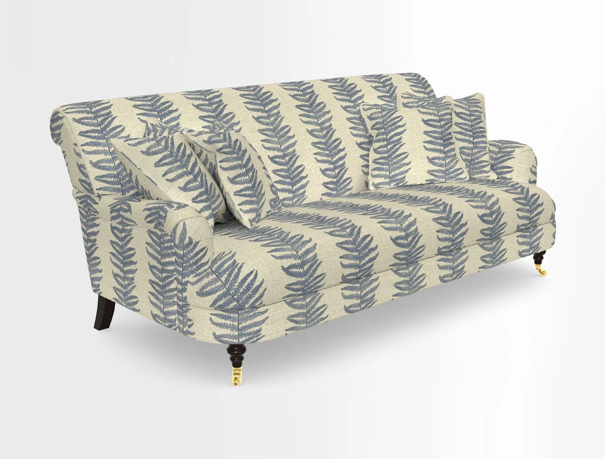 Holmfirth 3 Seater Seater Sofa in RHS Collection on Velvet Pieter van Kouwenhoorn Tulips with scatters in Almost Plain Velvet Maple and Brick